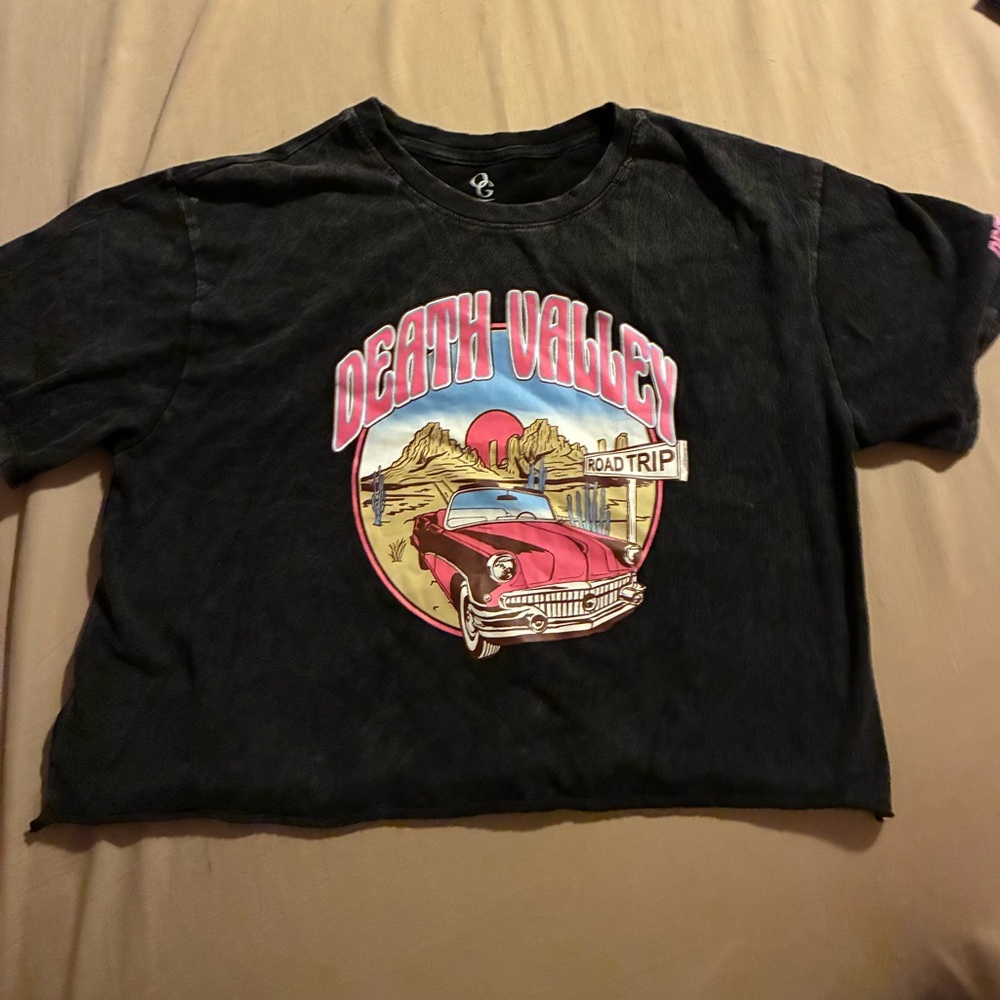 Organic Generations Kids Black Acid Wash Crop Top